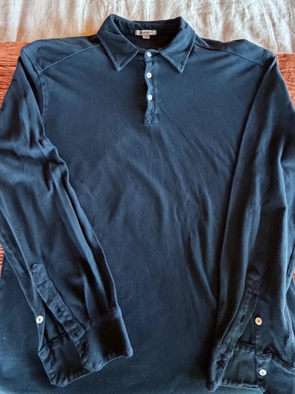 Shon Mott, lightweight, long-sleeve polo, Navy, size Large (3)
